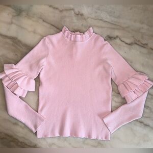 Pink Ribbed Ruffle Sleeve girls size 10 Janie&Jack top